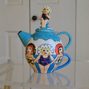 Funseekers Janice Joplin Big Day At The Beach 6448 3 Piece Tea Pot